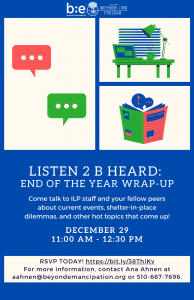 Listen 2 B Heard: End of the Year Wrap-Up @ Online