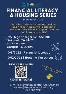 Financial Literacy & Housing Series (14-16 y/o) @ ILP Office